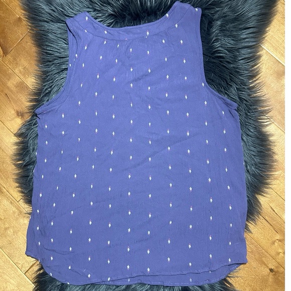 SONOMA V-Neck Tank Top Shirt Purple Mini Floral Size XL - Picture 3 of 5